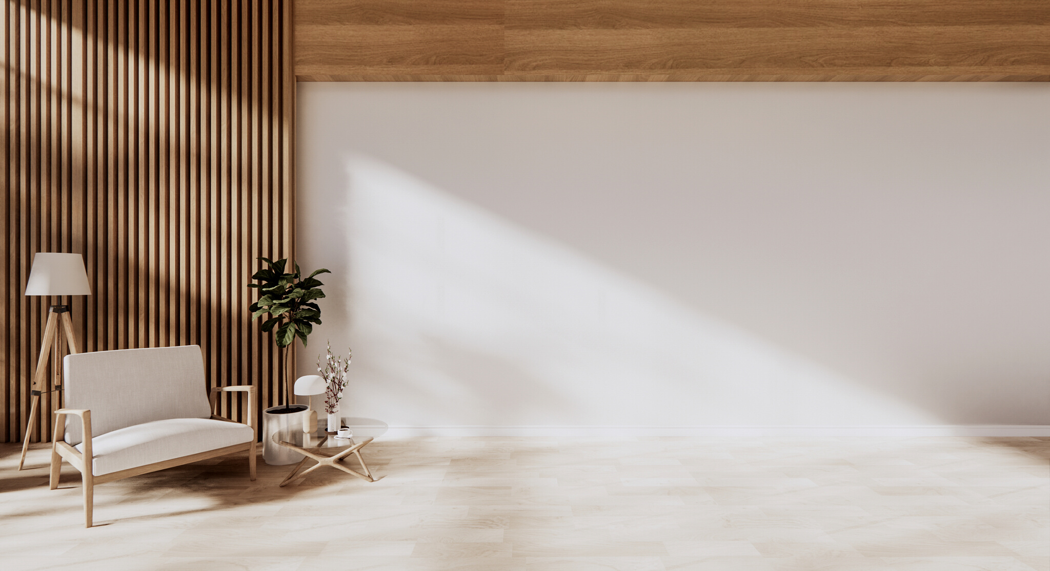 Armchair on Empty Japanese Inspired Room